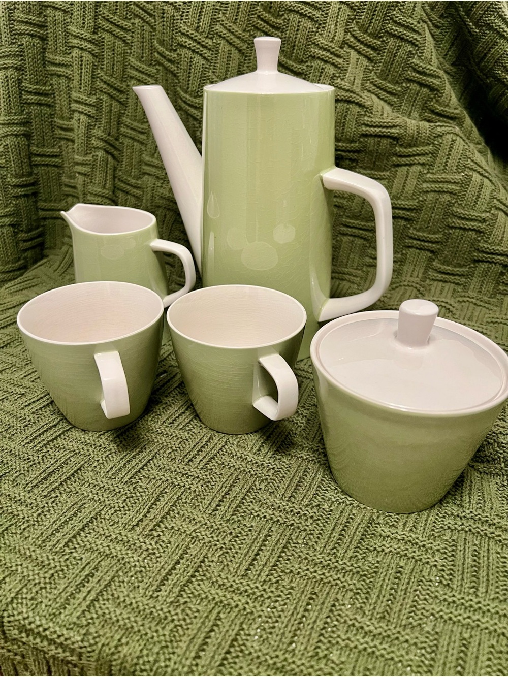 Vintage Mikasa Avocado Green 5-Piece Coffee/Tea Set-Japan